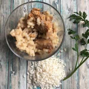 Riz pour risotto, risotto au champignons et persil