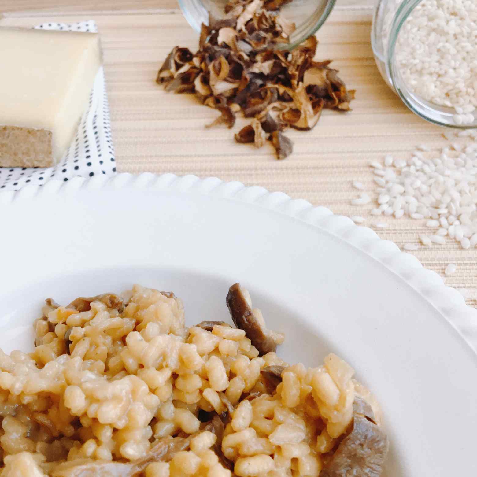 Risotto de champignons séchés verdira
