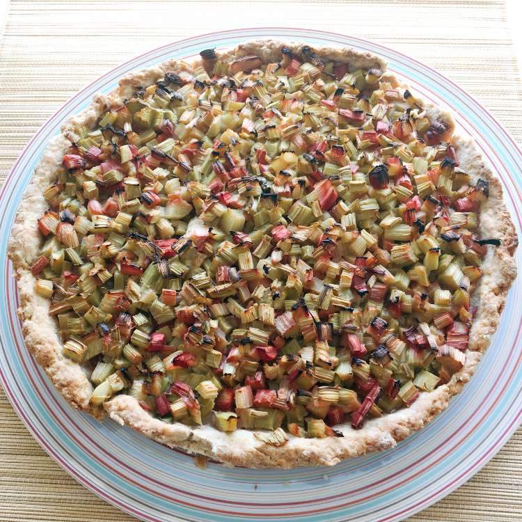 Tarte à la rhubarbe version 1 : seulement avec de la rhubarbe et un peu de sucre !
